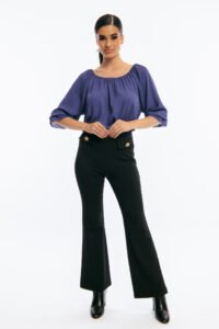 Blouse elastic shoulders 3/4 sleeve Purple