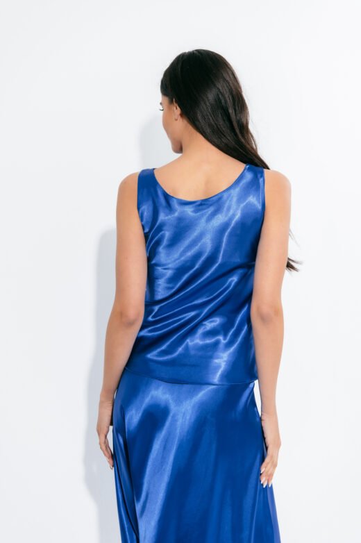 Blouse Satin Royal Blue - Image 3