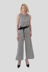 Bodysuit Black and white pattern printted cubes with black belt