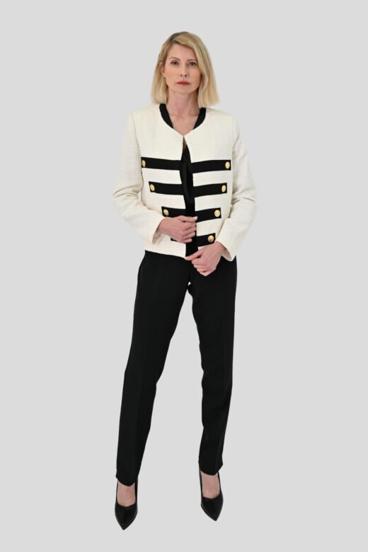 Chanel Jacket stripped 8 buttons Off-White