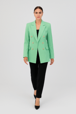 Long crossed oversized jacket 6 buttons Lime