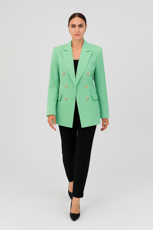 Long crossed oversized jacket 6 buttons Lime
