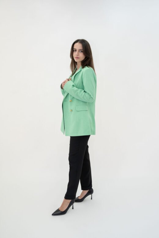 Long crossed oversized jacket 6 buttons Lime