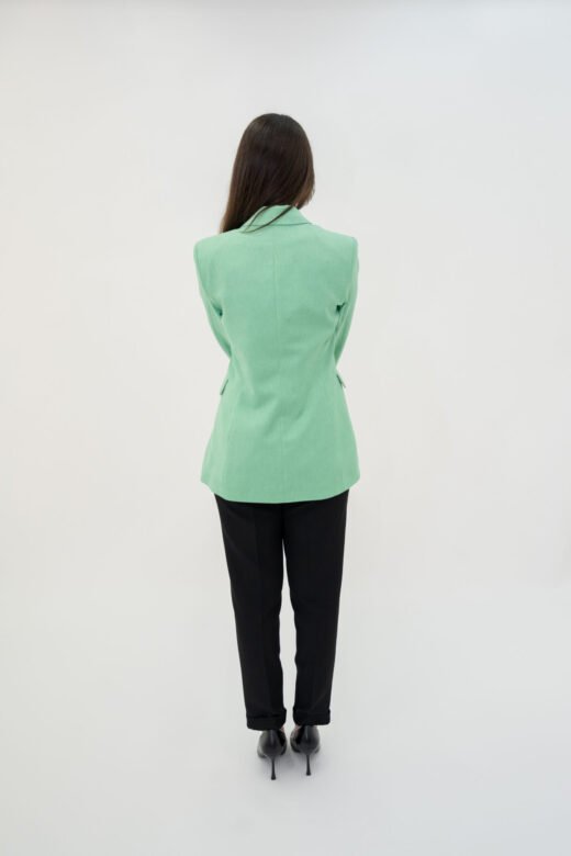 Long crossed oversized jacket 6 buttons Lime - Image 2