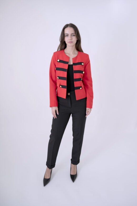 Chanel Jacket stripped 8 buttons Red