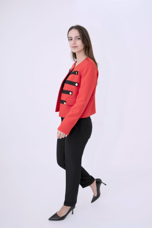 Chanel Jacket stripped 8 buttons Red - Image 3