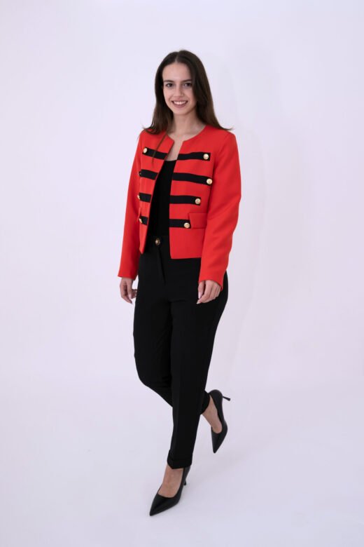 Chanel Jacket stripped 8 buttons Red - Image 2
