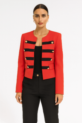 Chanel Jacket stripped 8 buttons Red