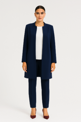 Long Manto jacket collar Dark Blue