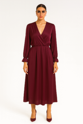 Dress maroquen satin Burgundy