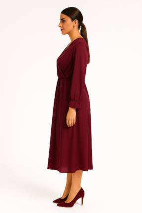 Alternative view of Dress maroquen satin Burgundy