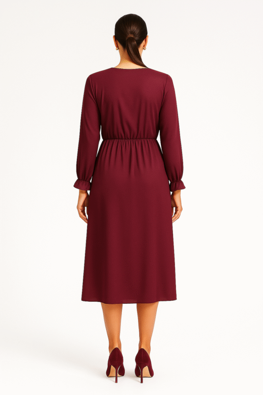 Dress maroquen satin Burgundy - Image 3