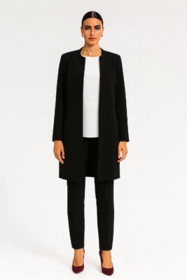 Long Manto jacket collar Black