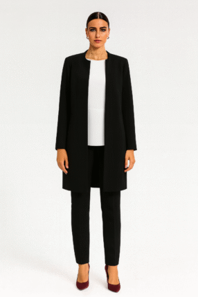 Long Manto jacket collar Black