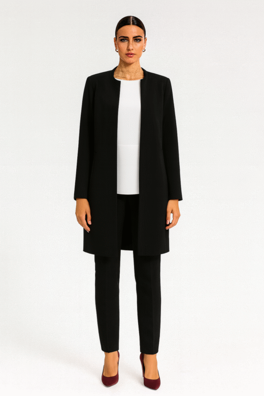 Long Manto jacket collar Black