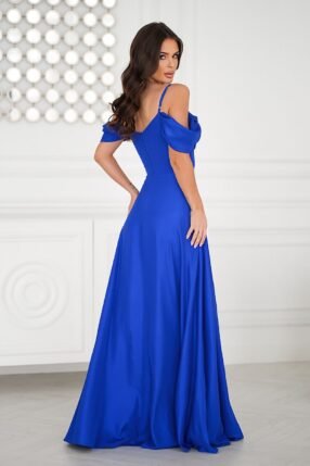 Alternative view of Long evening dress satin Royal Blue