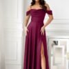 Long evening dress satin Burgundy