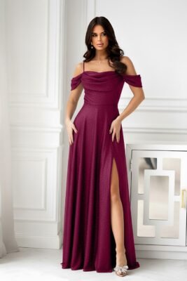 Long evening dress satin Burgundy
