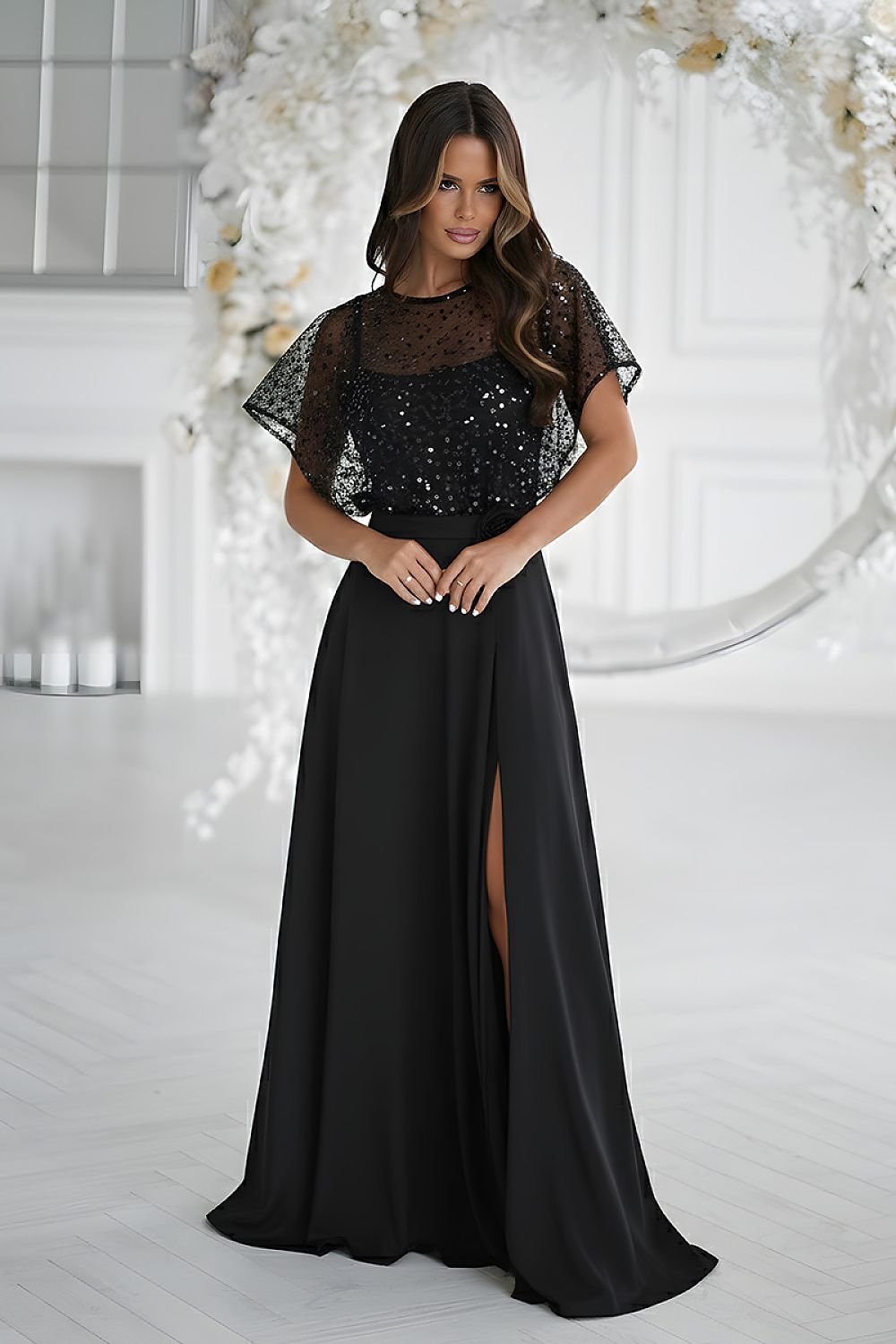 Laced Maxi evening dress Black - Image 2