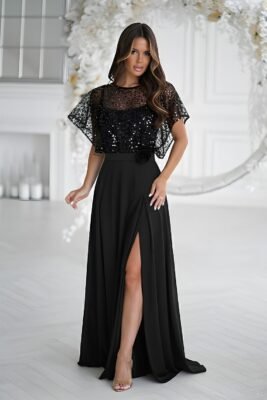 Laced Maxi evening dress Black