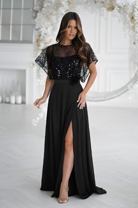 Laced Maxi evening dress Black