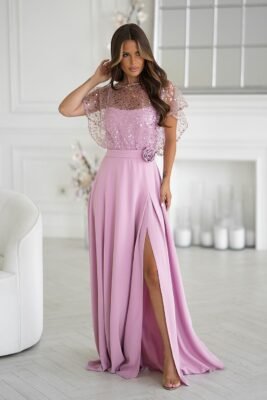 Laced Maxi evening dress Nude