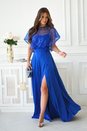 Alternative view of Laced Maxi evening dress Royal Blue
