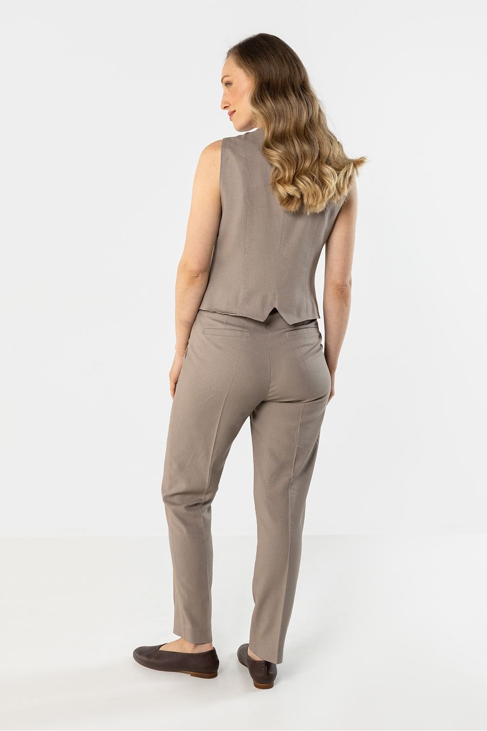 Cotton Linnen trousers simple cut Beige - Image 4
