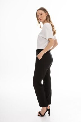 Alternative view of Cotton Linnen trousers simple cut Black