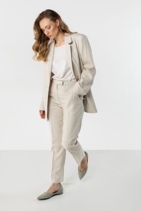 Alternative view of Cotton Linnen trousers simple cut Ecru
