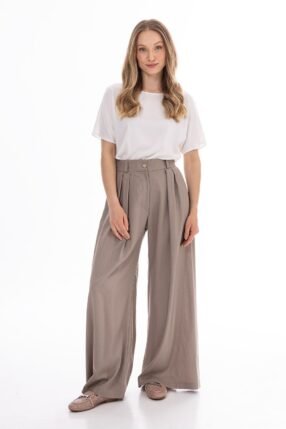 Alternative view of Pleated trousers wide legs linnen Beige