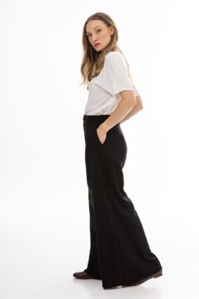 Alternative view of Pleated trousers wide legs linnen Black