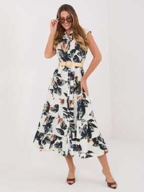 Black shirt dress with a plant motif