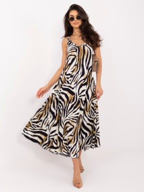 Black zebra dress with print