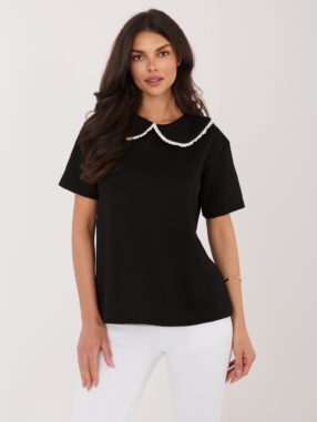 Black women's blouse with a decorative collar
