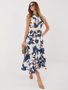 Alternative view of Navy blue shirt dress with a plant motif