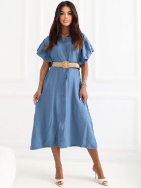 Indigo Summer viscose midi shirt dress