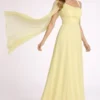 Maxi special occasion summer dress one shoulder Baby Yellow