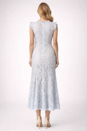 Alternative view of Maxi occasion wedding dress total lace with motif Ciel