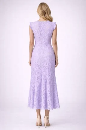 Alternative view of Maxi occasion wedding dress total lace with motif Lilac