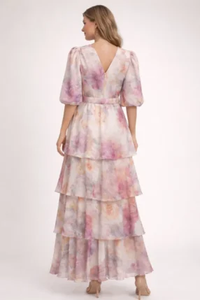 Alternative view of Maxi summer layered dress flowered Nude