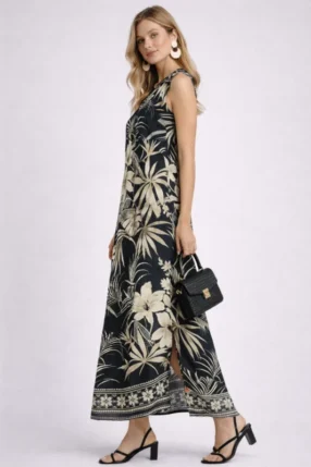 Maxi Lorian Dress no sleeves summer Black