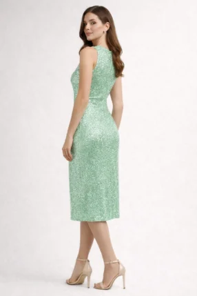 Alternative view of Midi party dress draped waist tied-mid Mint