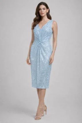 Midi party dress draped waist tied-mid Ciel