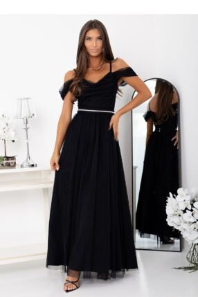 Maxi dress organtin Black