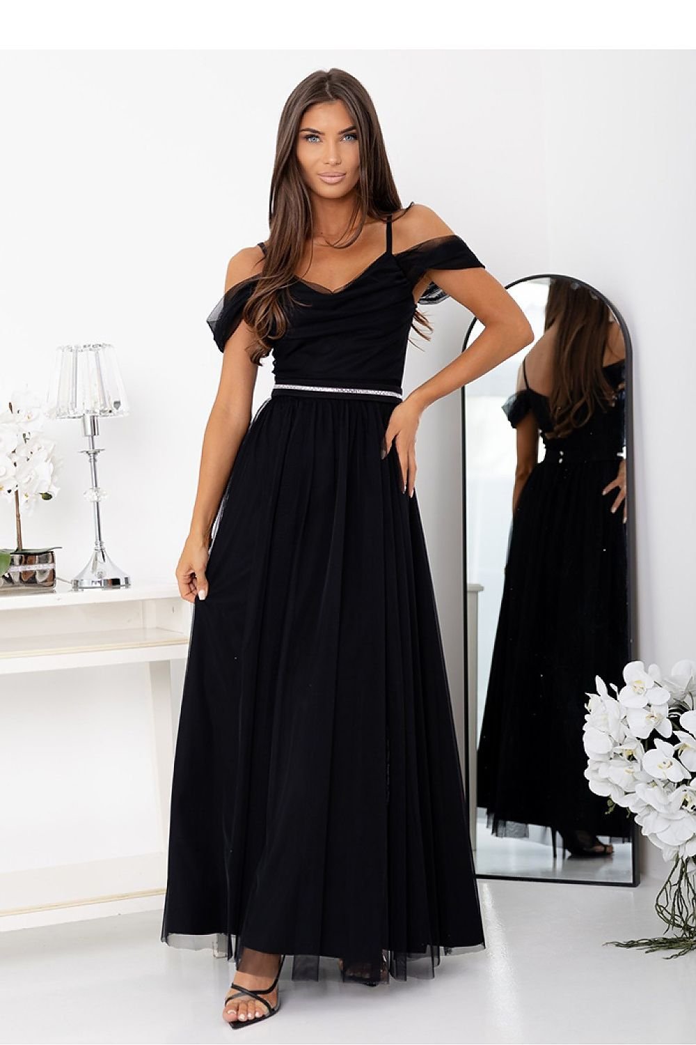 Maxi dress organtin Black