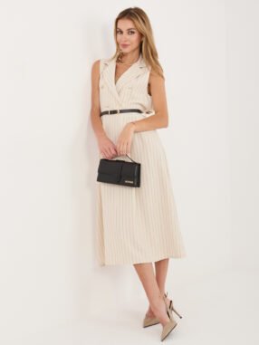 Beige elegant dress with a vest top