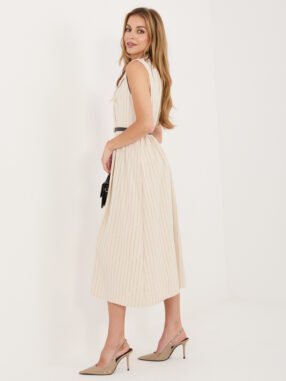 Alternative view of Beige elegant dress with a vest top