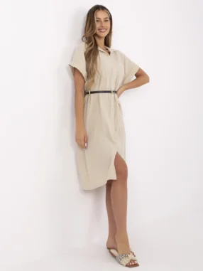 Beige muslin shirt dress