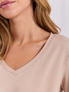 Alternative view of Beige cotton basic T-shirt